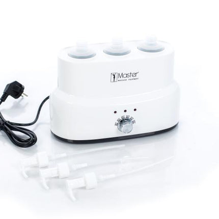 Massageolie verwarmer voor 3 flessen - demassageshop.nl