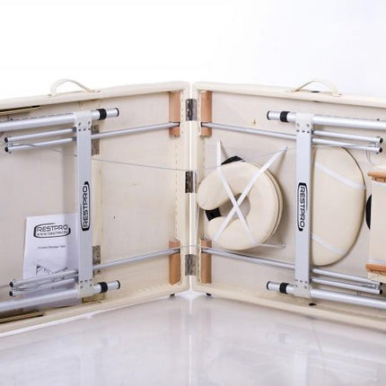 RESTPRO Inklapbare Massagetafel Aluminium 3 Créme - demassageshop.nl