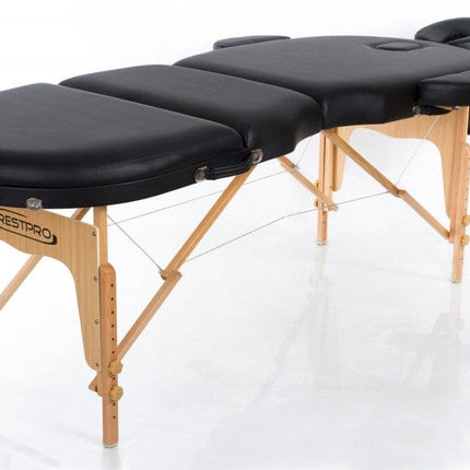 RESTPRO Inklapbare Massagetafel VIP Oval 3 Zwart - demassageshop.nl