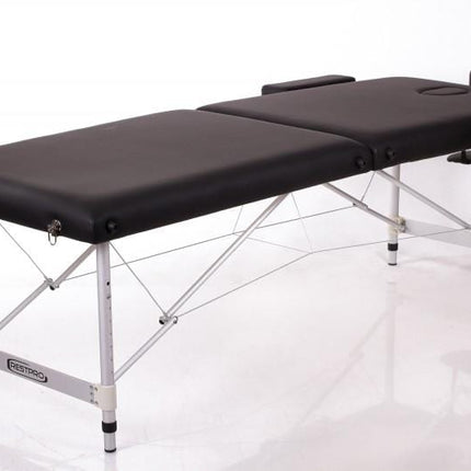 RESTPRO Inklapbare Massagetafel Aluminium 2 Zwart - demassageshop.nl