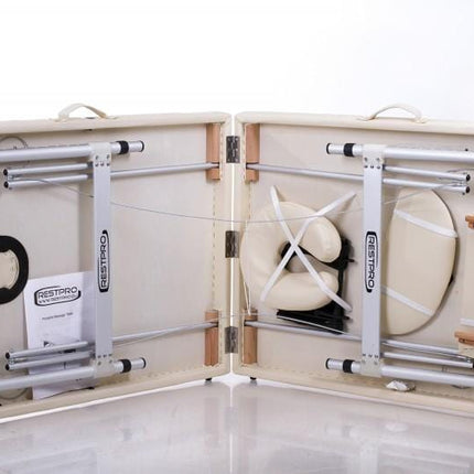 RESTPRO Inklapbare Massagetafel Aluminium 2 Créme - demassageshop.nl