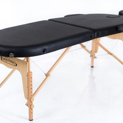 RESTPRO Inklapbare massagetafel Classic Oval 2 Zwart - demassageshop.nl