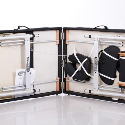 RESTPRO Inklapbare Massagetafel Aluminium 3 Zwart - demassageshop.nl