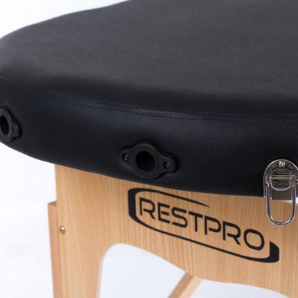 RESTPRO Inklapbare massagetafel Classic Oval 2 Zwart - demassageshop.nl